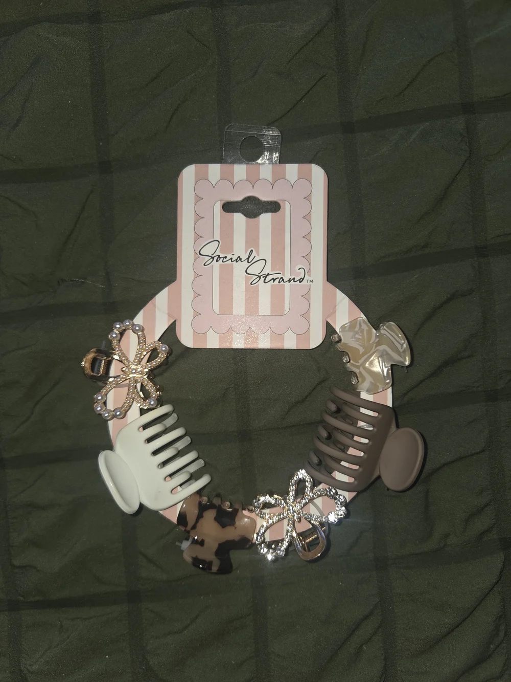 Neutral Multi-Clip Hair Claw Set - Brown & Cream